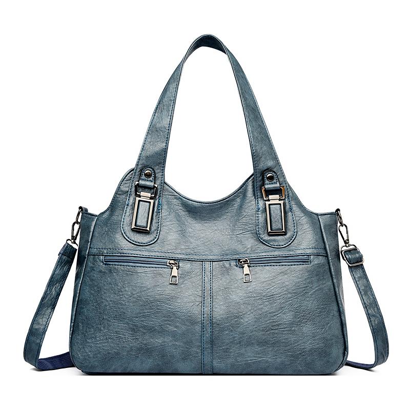 Women's Bag Lightweight Stitching Soft Leather Tote Bag Large Capacity Mother Bag