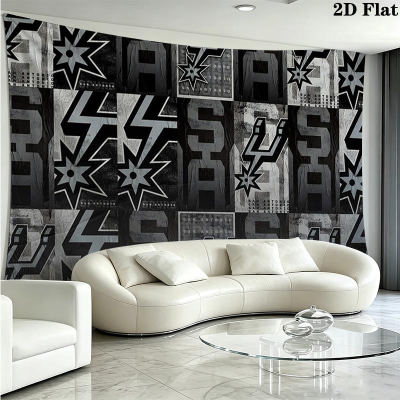 SA Spurs Wall Tapestry Aesthetic Wall Hanging Printed Fabric Blanket Decorative Tapestries for Bedroom Living Room Home Decor
