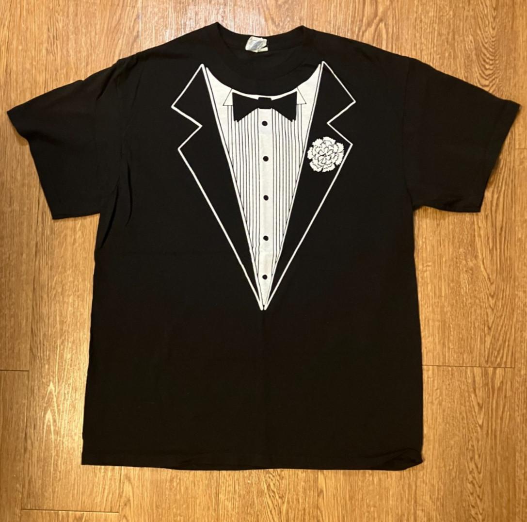 VTG Tuxedo T Shirt Delta Pro Weight Large Black Novelty Y2K Prom Groomsman Unisex T-Shirt XXXXL