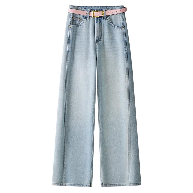 

Women s Blue Wide-Leg Relaxed Jeans - 2025 Summer Collection, Loose Fit, Small Size, Straight-Leg Long Pants XL