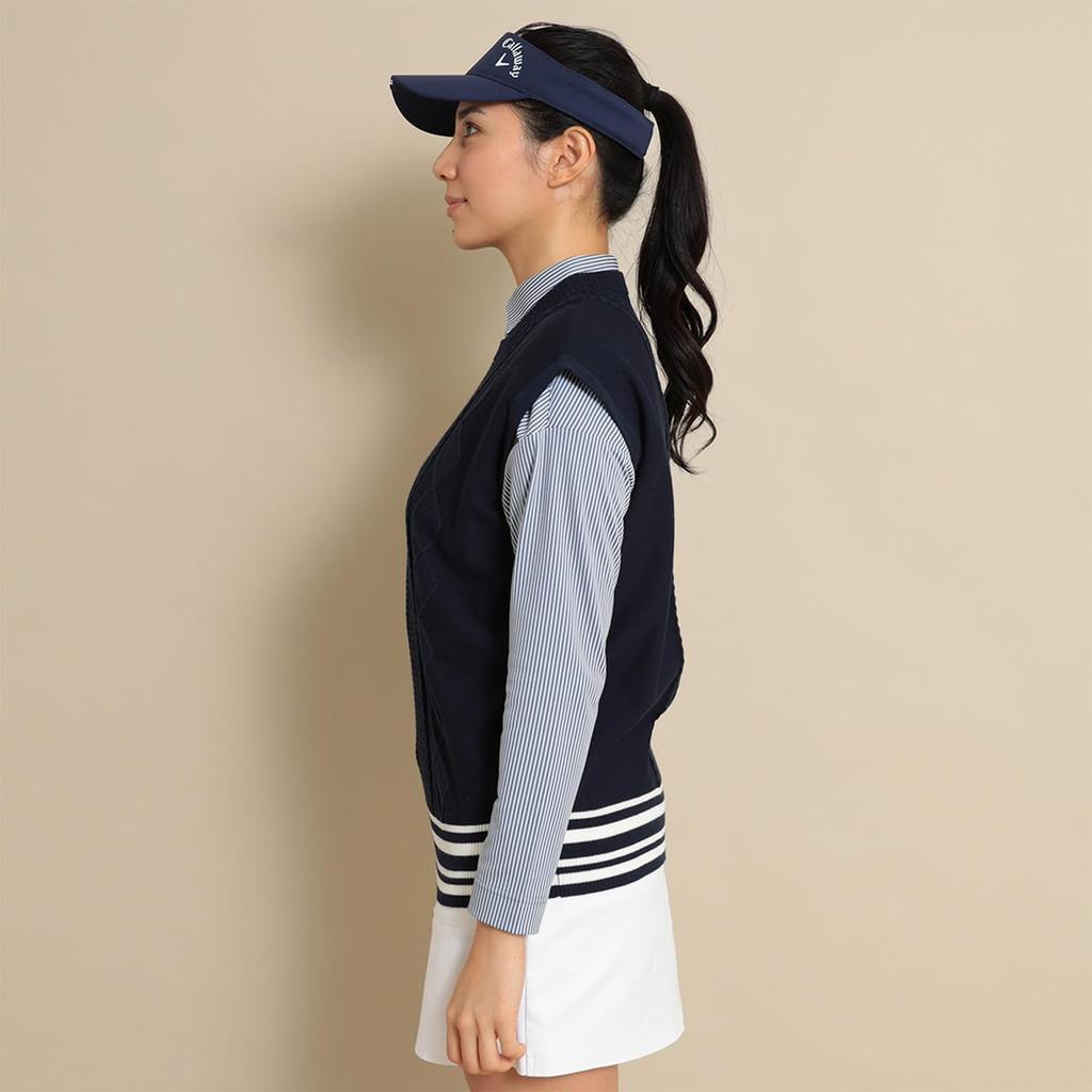 Callaway Women's Crew Neck Knit Vest (Brand Logo, Cable Knit) / Golf / C24119201 1120_Navy S