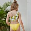 Mädchen süßer schulterfreier Bikini mit Sonnenblumen-Aufdruck, zweiteiliger Badeanzug