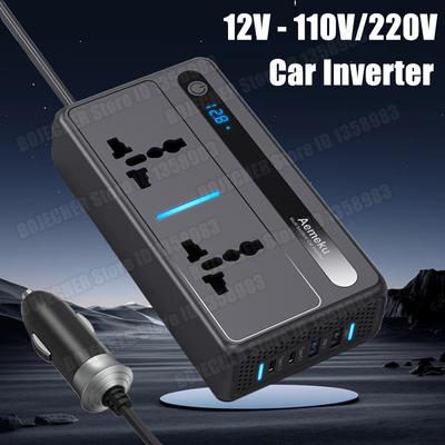 Car Inverter DC 12V To AC 110V 220V Power Converter 200W Auto Inversor USB Type C Fast Charger For Car Power Adapter EU US Plug