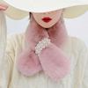 Pearl Decoration Neck Scarf Solid Color Neck Warmer High Quality Shawl  Winter