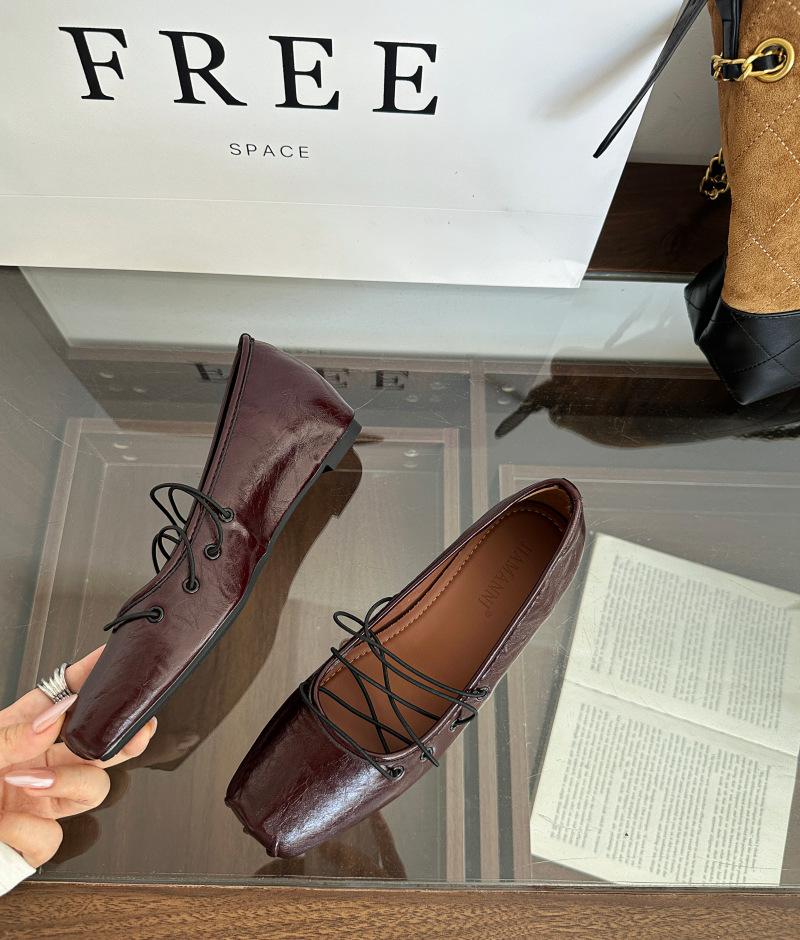 Satin ballet single shoes women's summer 2025 new retro shallow mouth flat bottom cross strap Mary Jane shoes