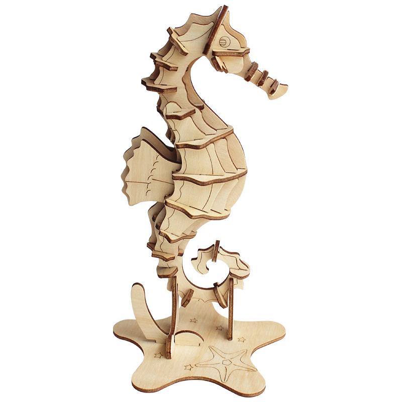 3D Wooden Ocean World Puzzle Animal Model for Children - Handmade Assembly Kit