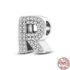 100% Real 925 Sterling Silver Letter Alphabet A-Z Charm Name Bead Fit  Bracelet Pendant Jewelry