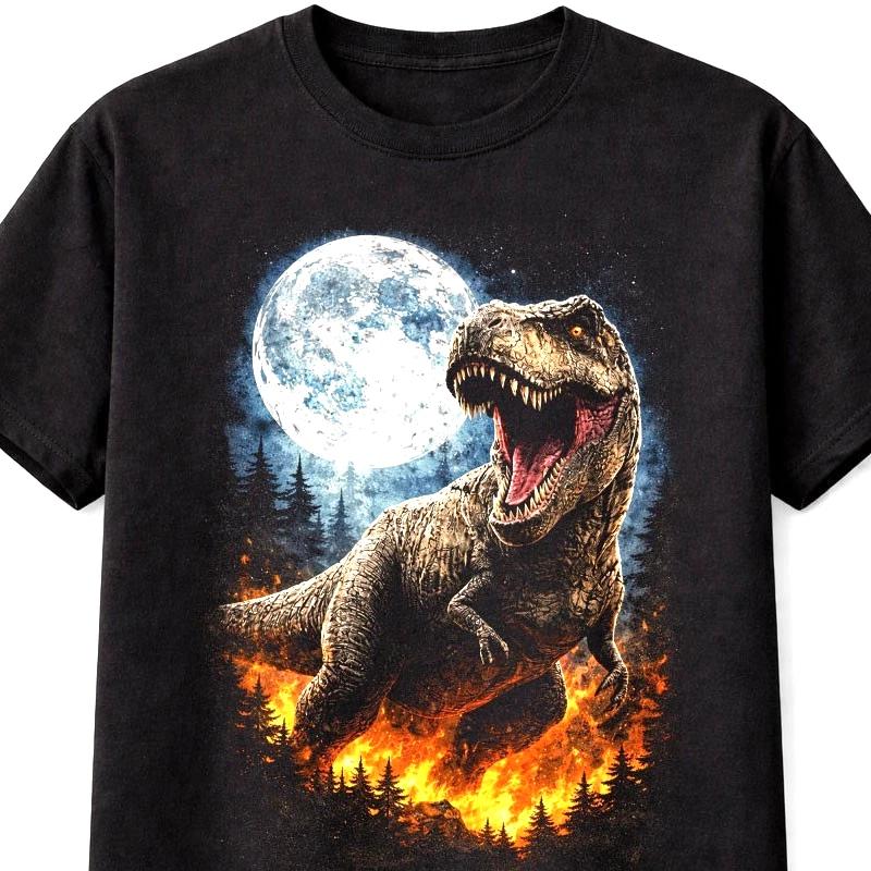 TRex Dinosaur Full Moon Prehistoric Predator Unisex TShirt S