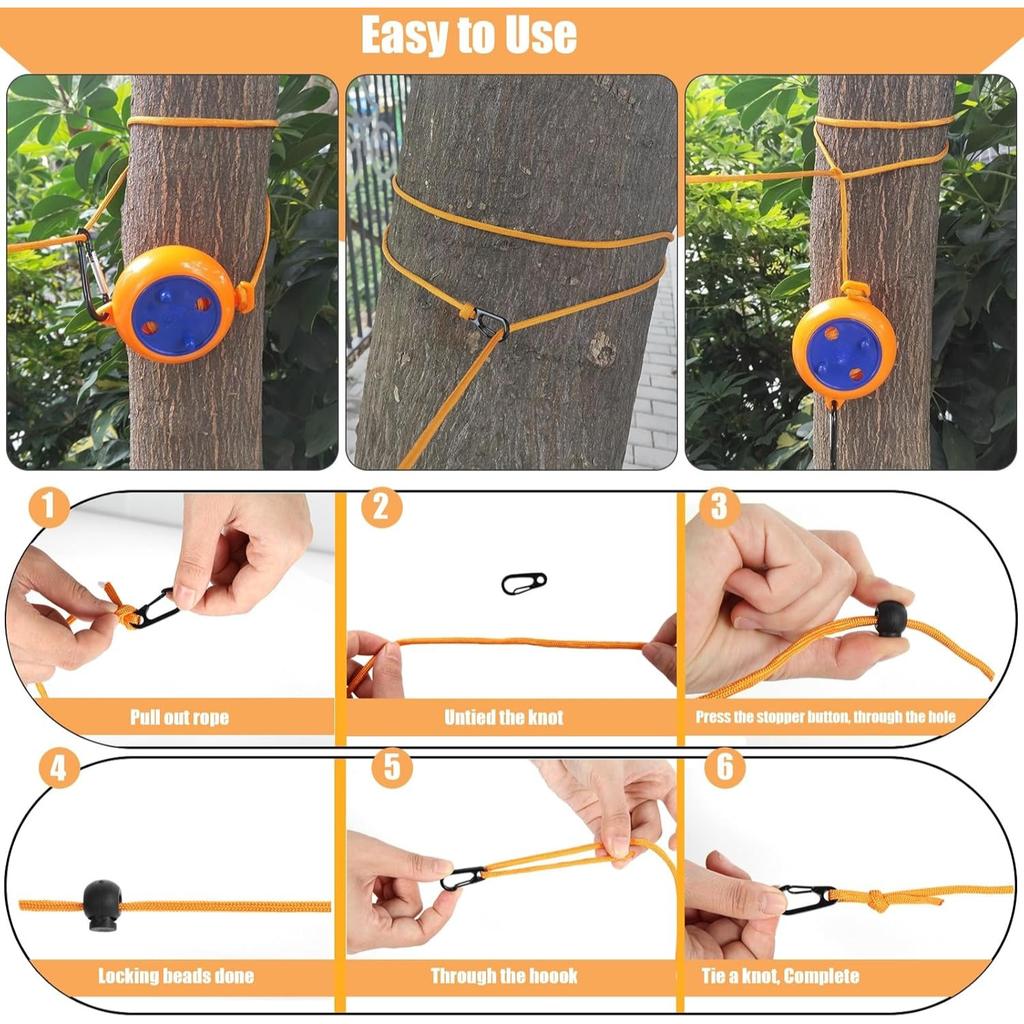 Retractable Travel Clothes Cord Adjustable 32ft/10M Camping Clothesline Laundry Drying Rope for Hotel Trip Outdoor Washing Lines