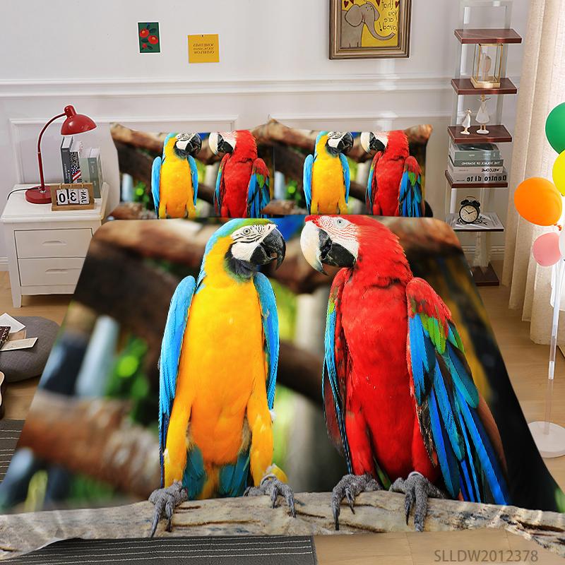 3D Printing Household Bedding Set Bird Theme Bedding Set Queen King Full-size Double Bed Quilt Cover and Pillowcase Soft Microfiber