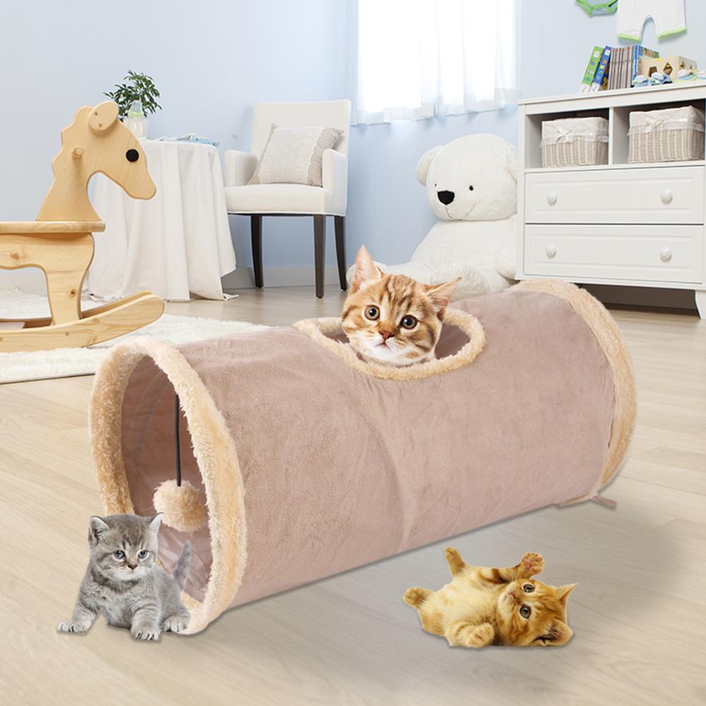 thumbnail image 2 of Cat Tunnel Toy 3-Way Foldable Pet Playhouse Crinkle Paper Bell Durable Oxford Cloth Animal Tunnel Kittens/Rabbits/Guinea Pigs 2 of 10