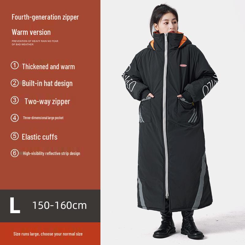 Electric Vehicle Winter Windshield Fleece-Lined Warm Coat for Bicycles & Motorcycles - Cold Weather Windproof Gear