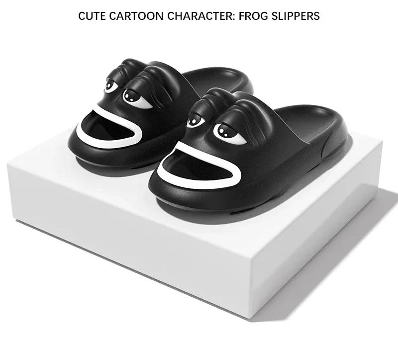 2026 Nuove Pantofole a Ciabatta One Word in EVA Super Morbide e Antiscivolo Pantofole da Uomo Rana Cartone Animato Tendenza Moda Pantofole Genitore-Figlio