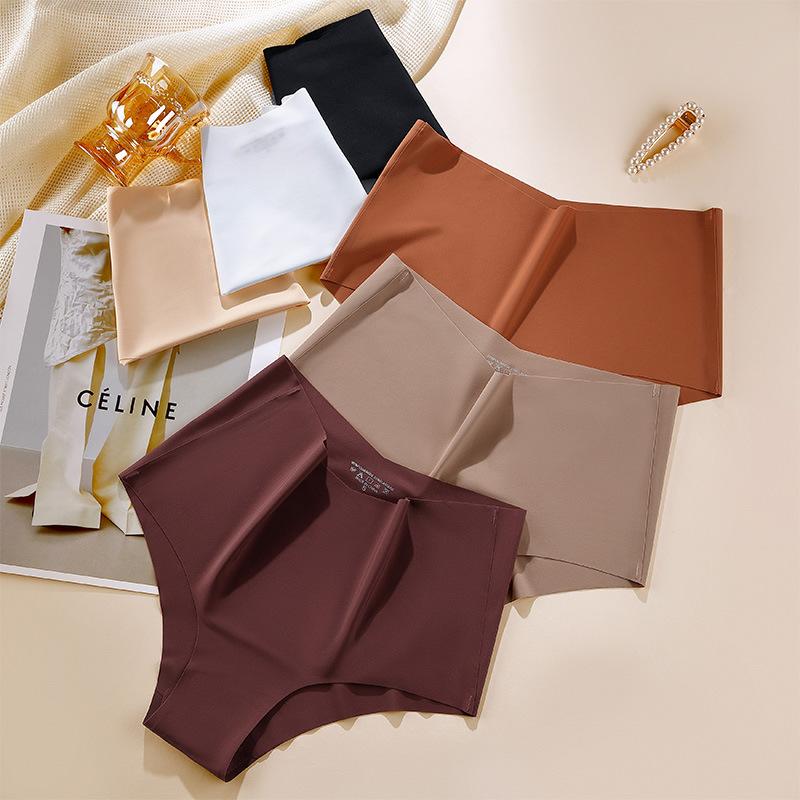 High Waist Plus Size Panties Women's Underwear Half Pack Hip High Split Sexy Ice Silk Seamless Women's Briefs Comfortable and Breathable