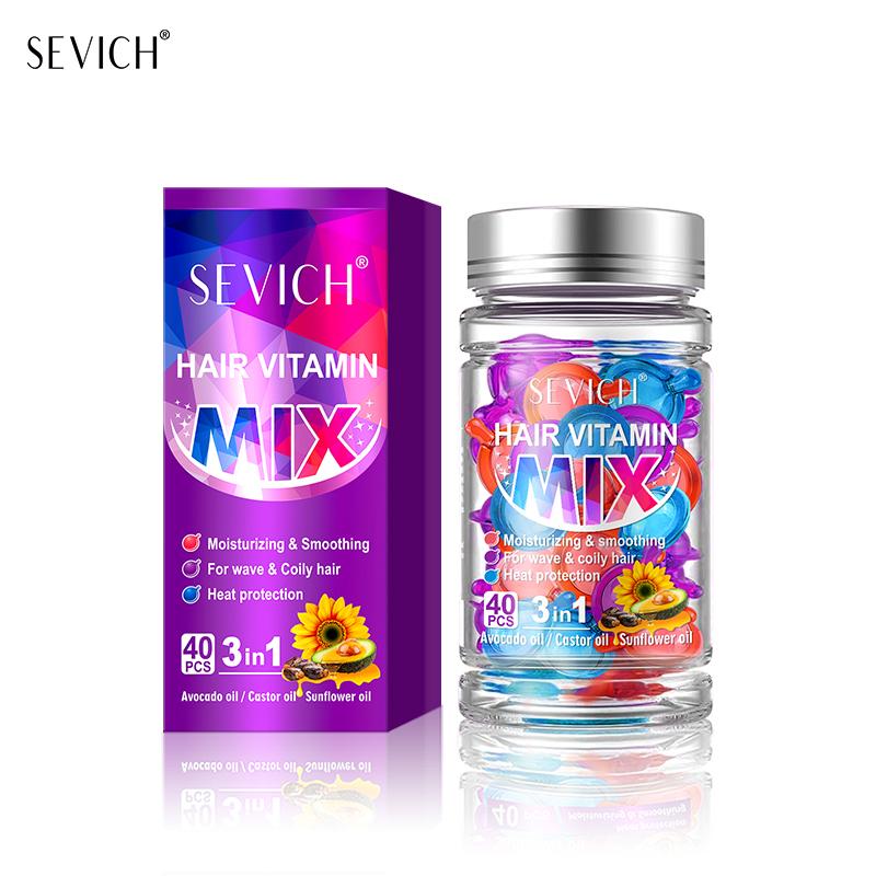 Lot de 40 capsules de vitamines pour cheveux, mélange d'huiles de traitement pour cheveux, réparation des cheveux abîmés, lisses, sérum de soin, complexe de kératine nourrissant