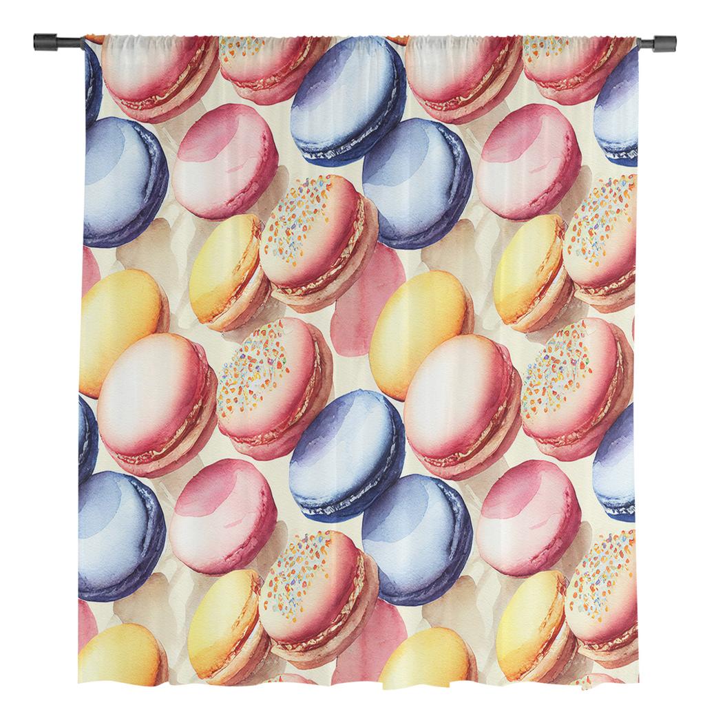 Watercolor Macaron Texture Sheer Curtains For Living Room Bedroom Kids Room Tulle Window Treatment Drapes