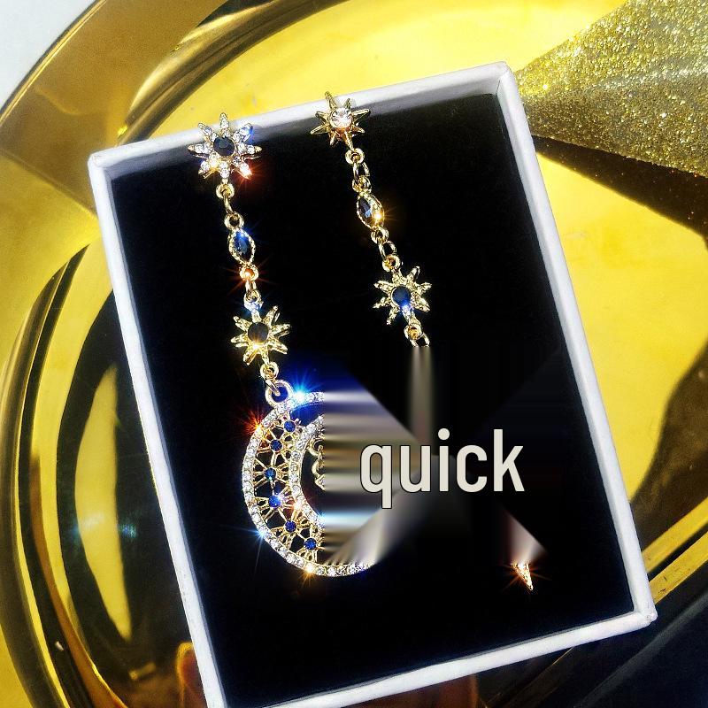 Sui Bian 925 Silver Asymmetrical Star & Moon Earrings for Women - Trendy Korean Style 2019