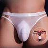 Men Low Rise Bulge Pouch Briefs Breathable Underpants T Back Briefs Oil Shiny Glossy Thong Gay Lingerie Exposed Butt Panties