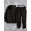 Men's Casual Two Piece Set, Featuring Milan Pattern Printed Drawstring Pocket Hoodie, Paired with Drawstring Outdoor Casual Sports Pants