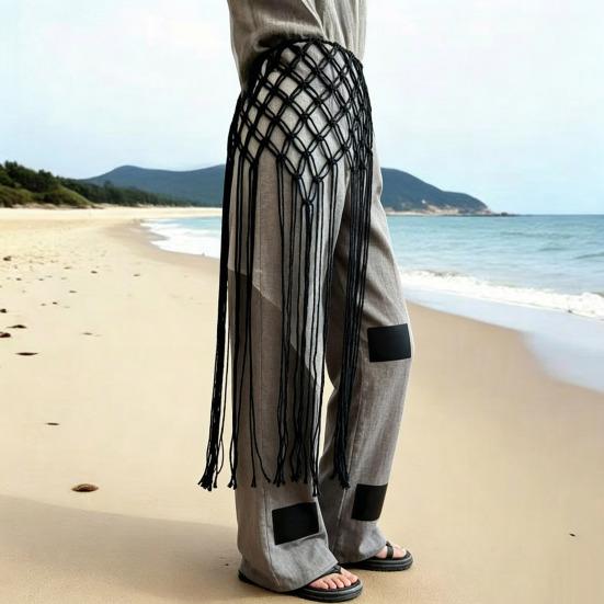 Women Belt Imitation Leather Adjustable Fit Flexible Cord-Style Waistband Bohemian Style Tassel Corset Skirts Jeans Accessories