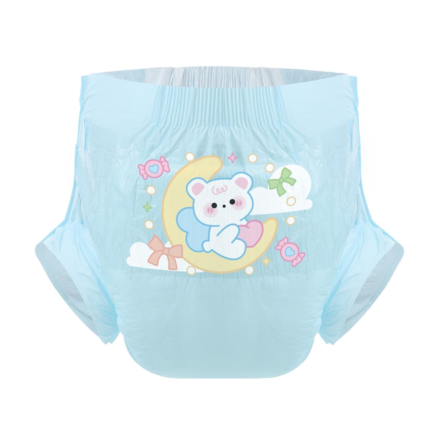 

CutiePlusU Взрослый подгузник образец Унисекс трусы для недержания с максимальной ночной впитываемостью Синий Милый медвежонок Набор из 3 штук, Этикетки, - Задняя панель, (М, синий