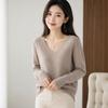 Women S V Neck Long Sleeve Pullover Knit Sweater Plus Size
