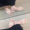Fashion Flats Bow Slippers Women Crystal Sandals Mules Shoes Woman Flip Flops Summer 2025 New Casual Slides Designer Dress Mujer Zapatos