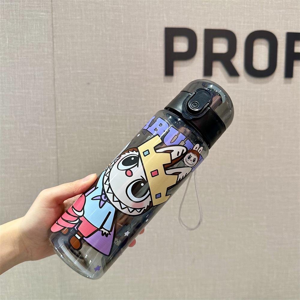 

Plastic Cup High Value Cartoon Bouncing Cup Direct Drinking Portable Cute Water Cup 780ML чёрный