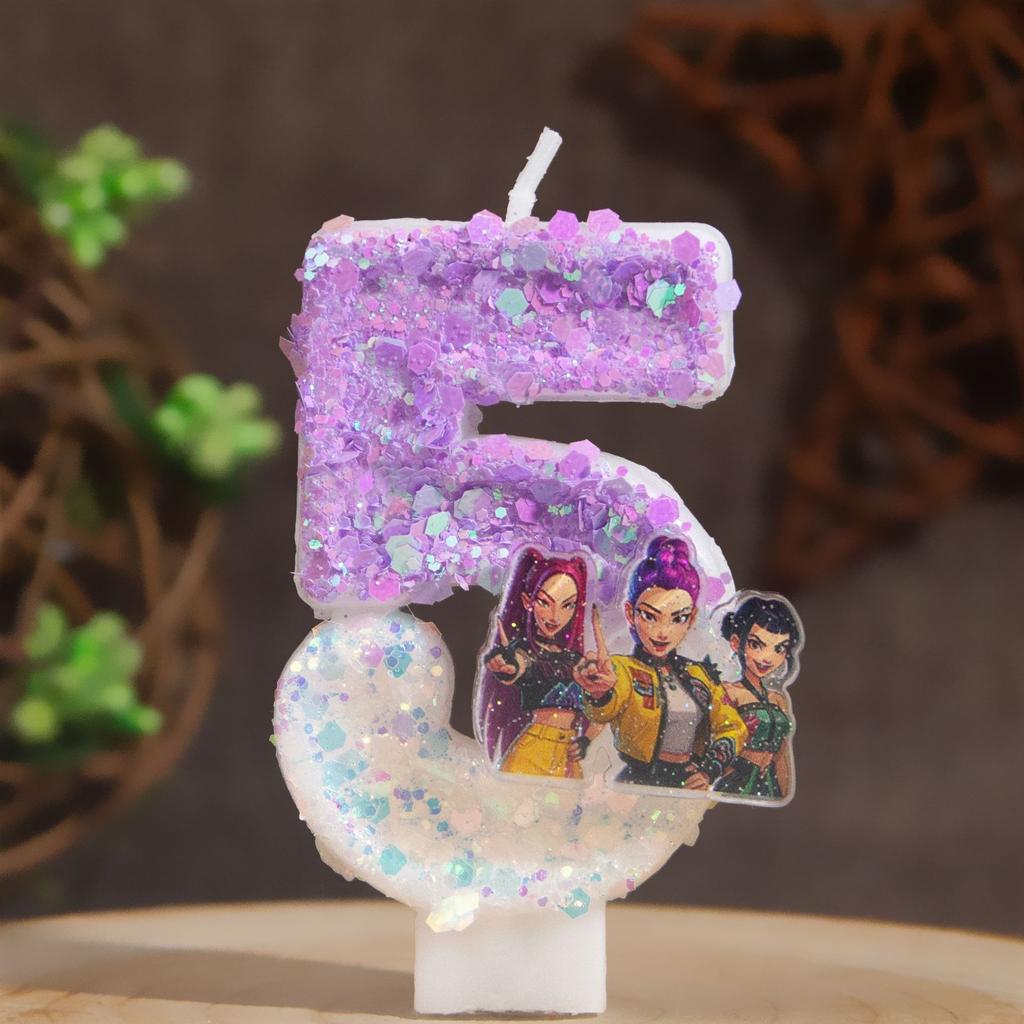 NEW Demon Hunters Digital Candle Cake Decoration KPop Numi Mira Zoe Digital Candle Cake Top Birthday party cake decoration