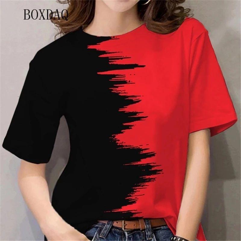 Summer women s daily printed round-neck short-sleeved T-shirt S