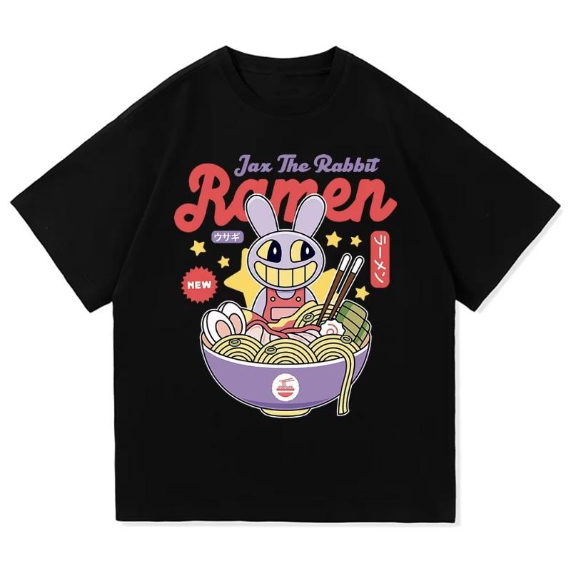 Der erstaunliche digitale Zirkus Jax Ramen T-Shirt Mode Frauen Caine Pomni T-Shirt Unisex Niedliches Kaninchen Nudeln Baumwoll-Tees Shirts