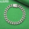 925 Sterling Silver 8mm Simple Interlocking Side Chain Atmospheric Bracelet Gift Jewelry