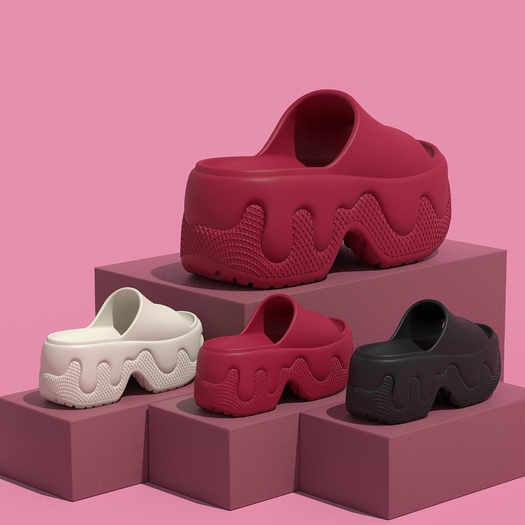 The Latest Women's EVA Thick Soled Slippers for 2026, with An Elegant Style, Are Suitable for Indoor and Outdoor Beach Shoes