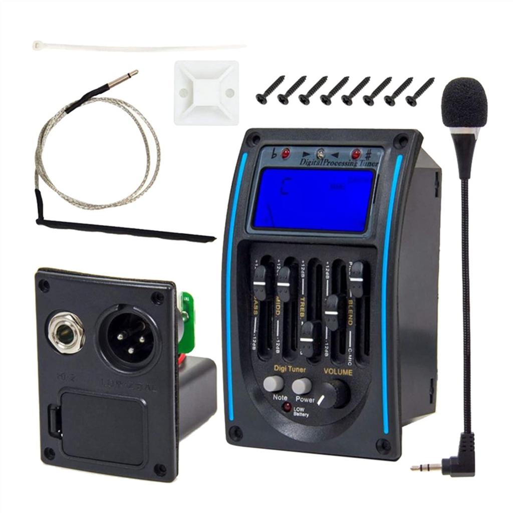 5-band Acoustic Guitar Pickup Preamp Tuner W/LCD Screen   Microphone Guitar Accessories Guitar Pickup Acoustic