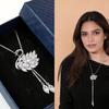 Necklace Chains Jewelry Men Women Pendant Necklace Swan Sweater Chain Crystal Long Necklace Artificial Crystal Jewelry