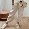 2024 Women's Cotton Linen Elastic Waist Pocket Pants for Spring/Summer
