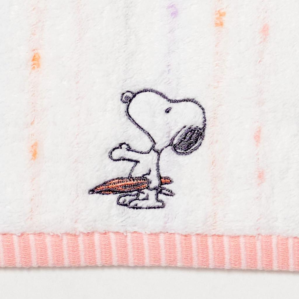 Nishikawa Snoopy Wash Towel 34x35cm Washable Cotton Unspun Yarn Soft and Fluffy Imabari Name Embroidery Pink XT36100604 PN6601TW Rain 100%