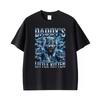 Unisex Vintage Klassisches Streetwear T-Shirt Unisex Lässiges Gothic Grafik mit Lustigem Papa Wolf Kätzchen Meme Unisex Und Unisex T-Shirt