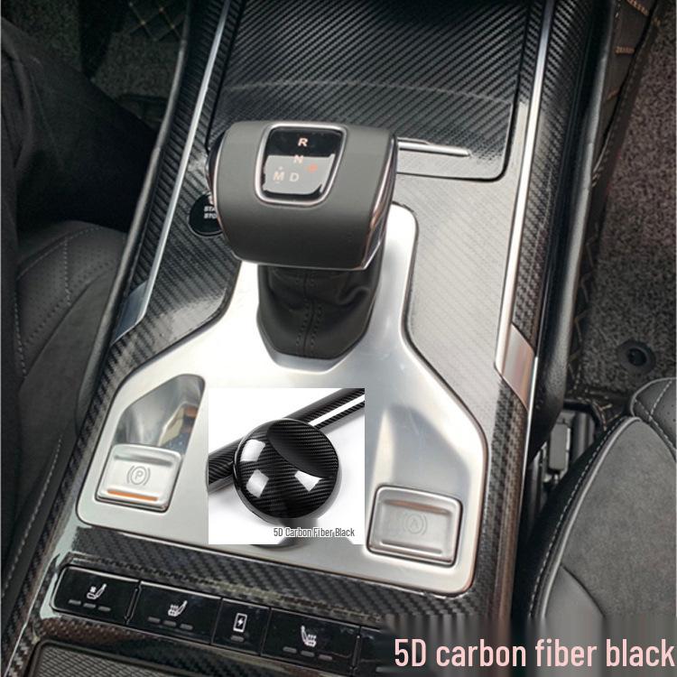 FAW Hongqi HS5 Carbon Fiber Interior Stickers: Gear Shift, Center Console Trim, and Door Frame Wrap.