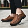 Fashion Handmade Leather Men Shoes Casual Outdoor Slip On Loafers Men Leather Shoes Flats Moccasins Walking Shoes Non-Slip Dropshipping