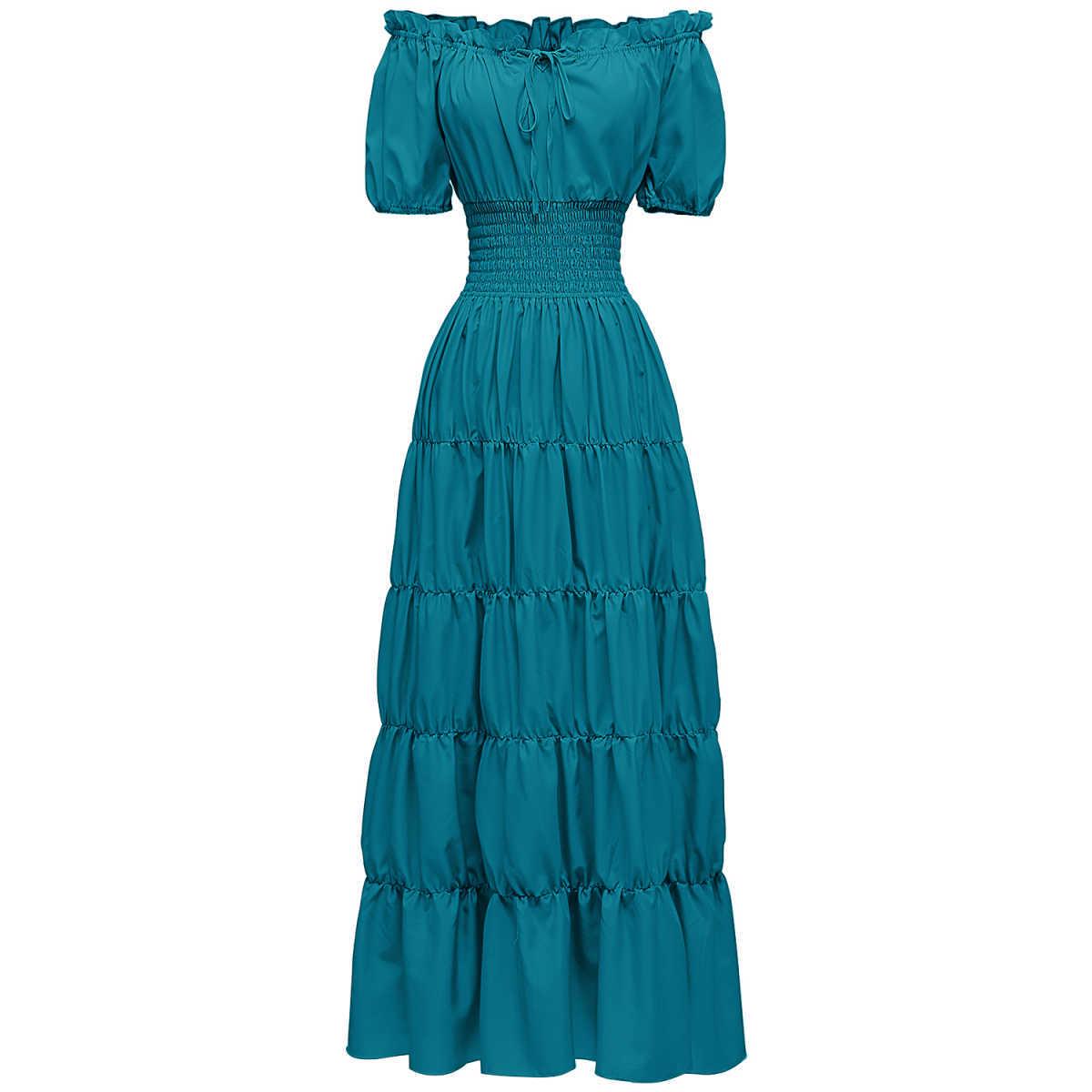 

Medieval Renaissance Ladies Long Costume Dress for Halloween Role Play тил синий