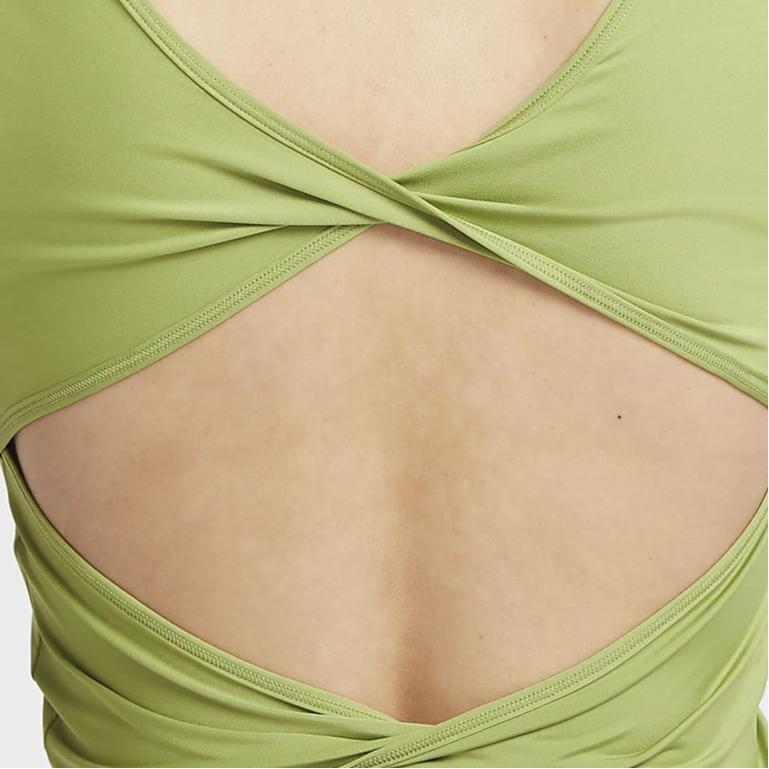 Nike One Classic Solid Logo Twisted Design Crew Neck Short Sleeve T-Shirt Women Tops Pear-Green FN2852-377