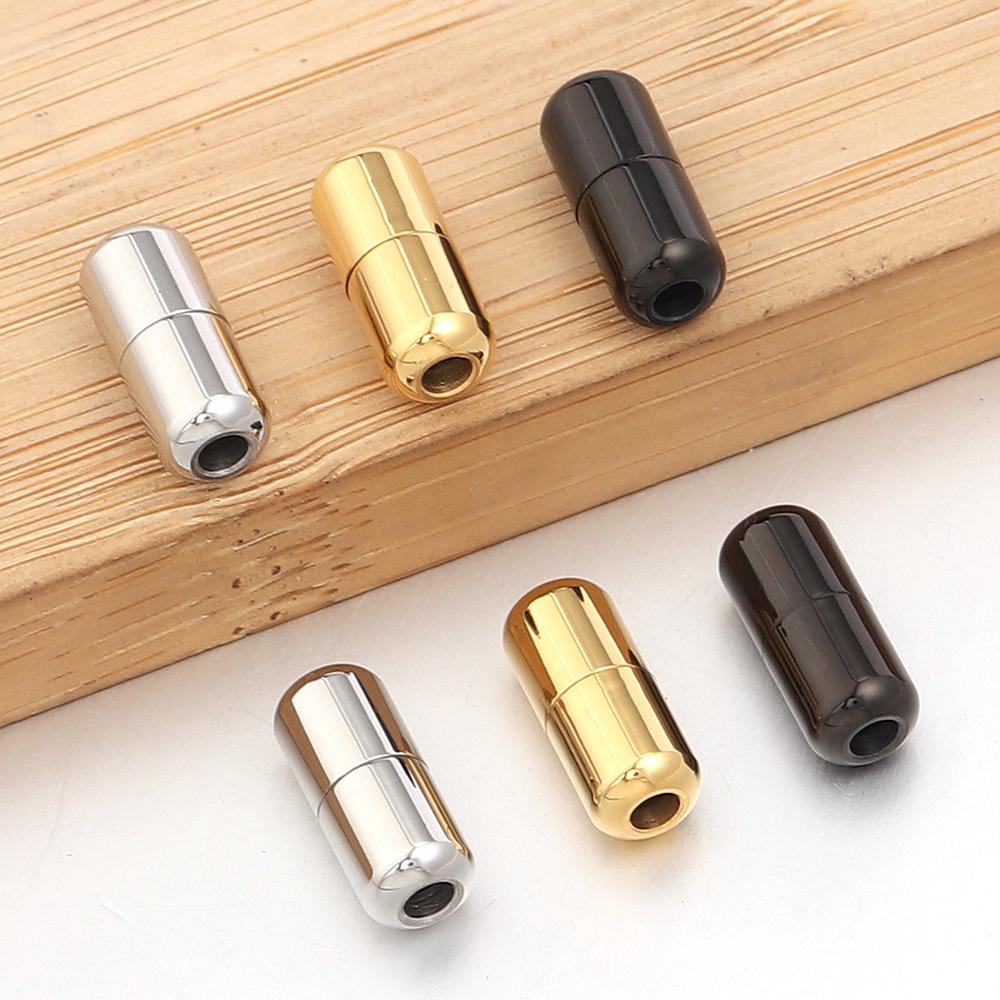 2pcs/lot Stainless Steel End Clasps Capsules Shape Lock Buckle Jewelry Connectors For Leather Bracelet Making DIY Accessories