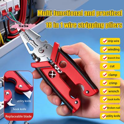 18-in-1 Multifunctional Wire Stripper Crimper Pliers Electrician Tool Labor-Saving Wire Cutting Peeler Pliers for DIY Projects
