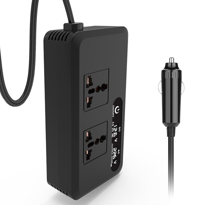200W Multifunctional Car Inverter 12V to 220V EU Sockets USB C Port Cigarette Lighter Plug for Drivers