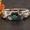Vintage Inlaid Green CZ Heart Dragonfly Women's Ring Ancient CopperColor Hand Carving Daily Wear Party Jewelry Anniversary Gift