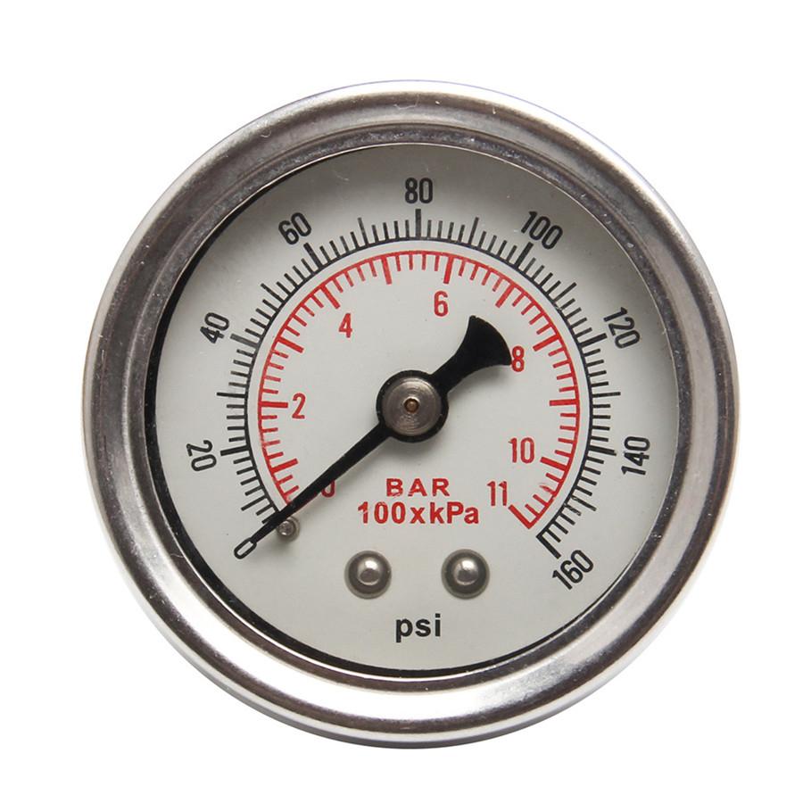 Black Billet Aluminum Inline 6 AN AN6 Fuel Filter 1/8 NPT Pressure Gauge Port