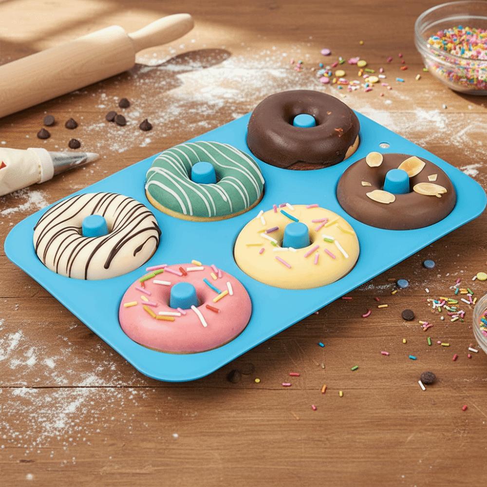 3PCS Silicone 6-Cavity Donut Baking Pan Soft Bread Mold Household Dessert Mold  Cake
