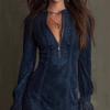 2025 Long Sleeve Zipper Lace Mid-Length Dress