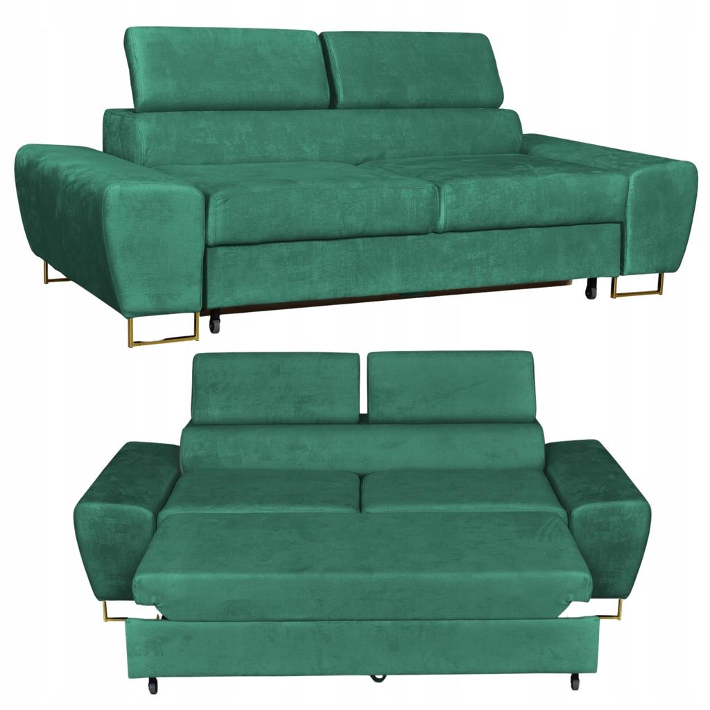 Sofa Couch Bosso Wohnzimmer Family Möbel grün Velours Kopfstütze